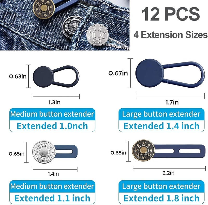 KAJUDA 12PCS Button Extenders for Jeans, Pants Button Extender - Instant Waistband Extension - Adjustable Waist Extenders for Men and Women, No-Sew Solution, Assorted Colors - Image 3